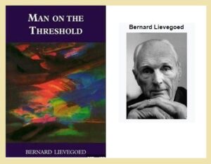 כריכת הספר Man on the Threshold מאת ברנרד ליווכוד, לצד צילום שחור-לבן שלו